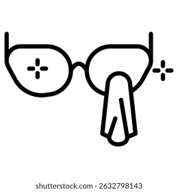Cleaning eyeglasses icon Black and white outline vector