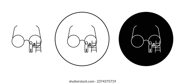 Cleaning eyeglasses vector icon set. Wet wipe cleaner sign in black filled and outlined style.