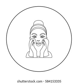 Cleaning of face skin icon in outline style isolated on white background. Skin care symbol stock vector illustration.