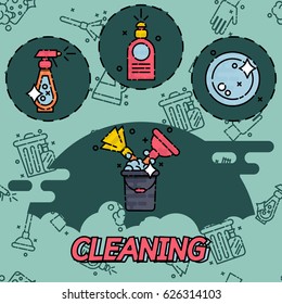 Cleaning flat concept icons