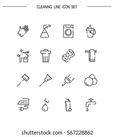 Cleaning flat icon set. Collection of high quality outline symbols for web design, mobile app. Cleaning vector thin line icons or logo.