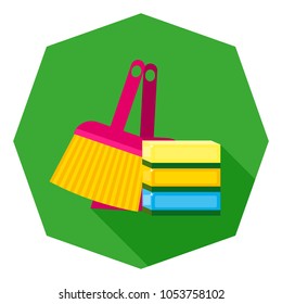 Cleaning flat icons. Vector Illustration. 