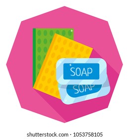 Cleaning flat icons. Vector Illustration. 