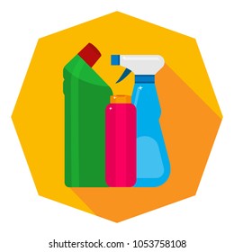 Cleaning flat icons. Vector Illustration. 