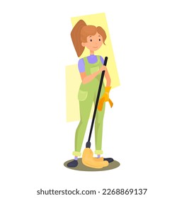 Cleaning floor flat icon. Colored vector element from cleaning lady collection. Creative Cleaning floor icon for web design, templates and infographics.