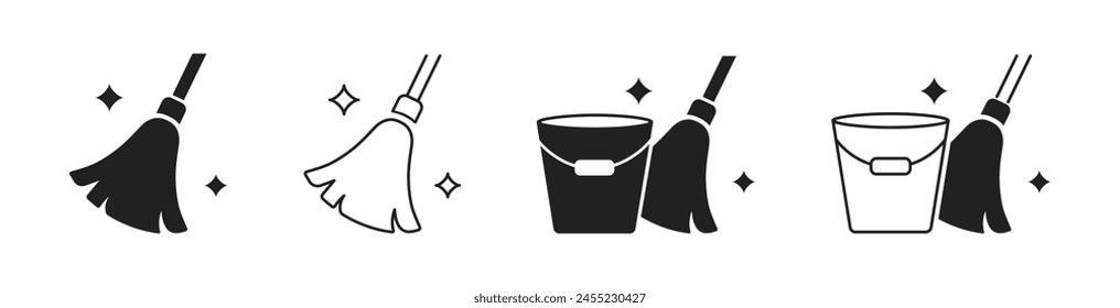 Cleaning floor logotype. Mop And bucket symbol. Vector illustration.