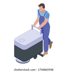 Cleaning floor machine icon. Isometric of cleaning floor machine vector icon for web design isolated on white background