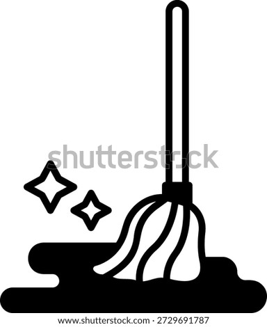 Cleaning Floor with Mop Icon Illustration