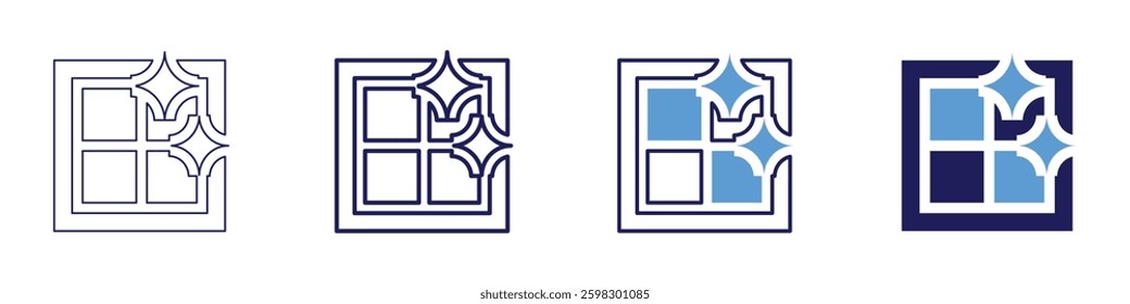 Cleaning floor tiles icon in 4 different styles. Thin Line, Line, Bold Line, Duotone. Duotone style. Editable stroke.