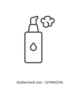 Cleaning foam, facial toner, skincare cosmetics line icon.