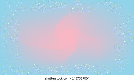 Cleaning foam. Soap bubble. Detergent suds for bath. Shampoo. 3d vector illustration banner. Trendy spray and splash. Realistic water frame and border. Purple colorful liquid cleaning foam.
