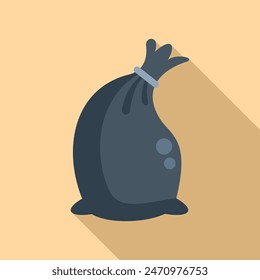 Cleaning full bag of trash icon flat vector. Clean urban. Used item
