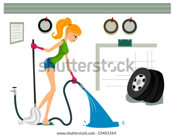 Cleaning Garage Vector Stock Vector Royalty Free 33483364