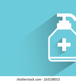 cleaning gel on blue background, flat and shadow theme