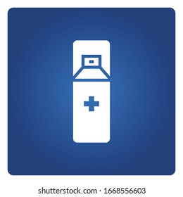 cleaning gel spray or dispenser, medical bottle symbol