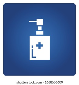 cleaning gel spray or dispenser, medical bottle symbol