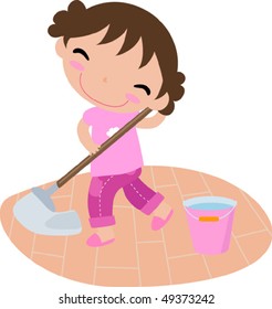 cleaning girl
