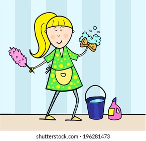 Cleaning girl vector