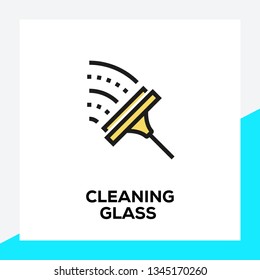 CLEANING GLASS LINE ICON SET