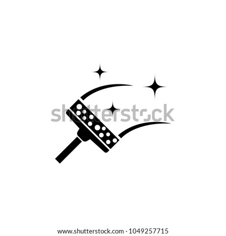 Cleaning Glass. Squeegee Scraper, Wiper. Flat Vector Icon. Simple black symbol on white background