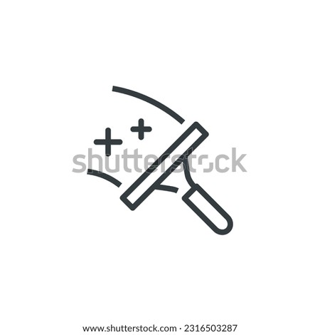 Cleaning glass window wiper squeegee icon, vector illustration