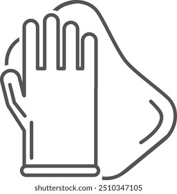Cleaning glove with cloth. Professional service line icon