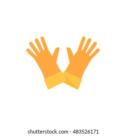 Cleaning glove icon in flat color style. Equipment rubber household bathroom chemical
