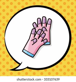 cleaning gloves doodle, speech bubble