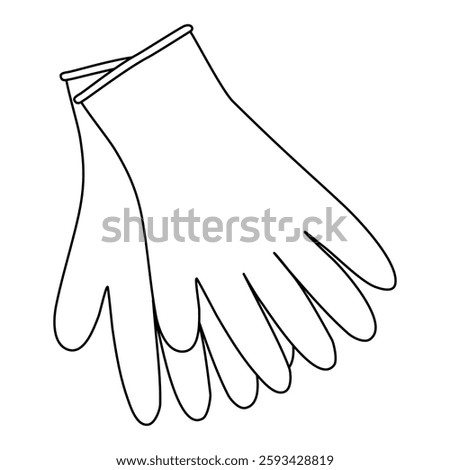 Cleaning gloves, doodle style flat vector outline for coloring book