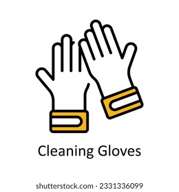 Ilustración de diseño de iconos de esquema rellenado de guantes de limpieza. Símbolo de reparación y mantenimiento del hogar en el archivo EPS 10 de fondo blanco