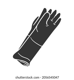 Cleaning Gloves Icon Silhouette Illustration. Chores Protection Vector Graphic Pictogram Symbol Clip Art. Doodle Sketch Black Sign.