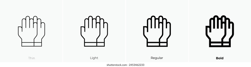 cleaning gloves icon. Thin, Light Regular And Bold style design isolated on white background