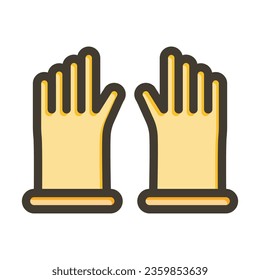 Icono De Colores Llenos De La Línea Espesa De Los Guantes De Limpieza Para Uso Personal Y Comercial.
