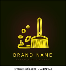 Cleaning golden metallic logo