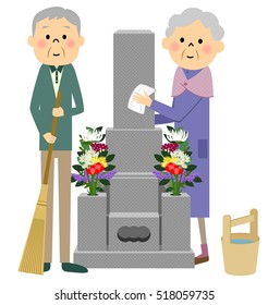 Cleaning the grave