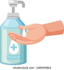 Cleaning hand with alcohol gel illustration