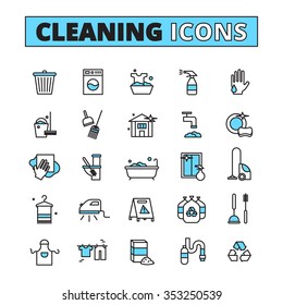 Cleaning hand drawn icon set of household appliances cleaners and detergents isolated vector illustration