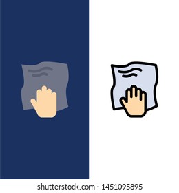 Cleaning, Hand, Housework, Rub, Scrub  Icons. Flat and Line Filled Icon Set Vector Blue Background