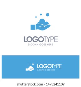 Cleaning, Hand, Soap, Wash Blue Solid Logo with place for tagline