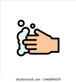 Cleaning, Hand, Soap, Wash  Flat Color Icon. Vector icon banner Template