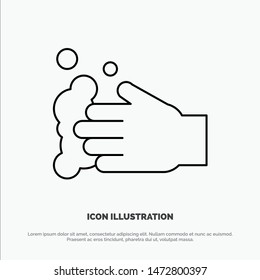 Cleaning, Hand, Soap, Wash Line Icon Vector