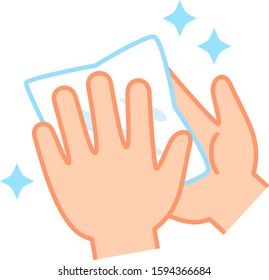 Cleaning hands with a cleaner sheet