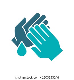 Cleaning hands with disinfectant drop colored icon. Hand disinfection, hygiene symbol
