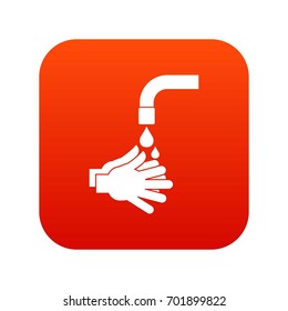 Cleaning hands icon digital red for any design isolated on white vector illustration