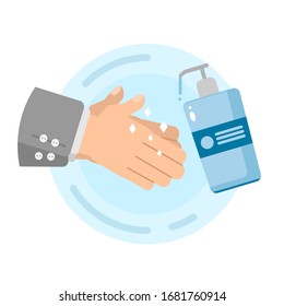 Cleaning hands with sanitizer gel. 
