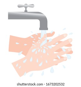 Cleaning hands water tap vector
