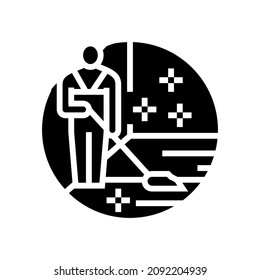 cleaning hardwood floor glyph icon vector. cleaning hardwood floor sign. isolated contour symbol black illustration