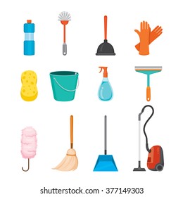 Cleaning, Home Appliances Icons Set, Housework, Domestic Tools, Symbol, Spring Season