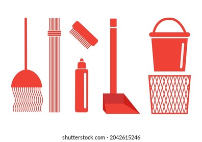 Cleaning home icon. Vector set classic 