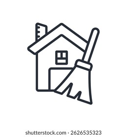 cleaning home icon. vector.Editable stroke.linear style sign for use web design,logo.Symbol illustration.